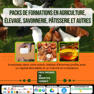 PACKS DE FORMATIONS EN AGRICULTURE, ÉLEVAGE, SAVONNERIE, PÂTISSERIE ET AUTRES À 5$