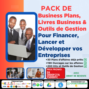 PACKS DE +30 MODELES DE PLANS D’AFFAIRES, +100 LIVRES SUR LES AFFAIRES ET +200 KITS AINSI QU’OUTILS DE GESTION À 5$