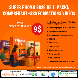SUPER PROMO 2026 DE 11 PACKS COMPRENANT +330 FORMATIONS VIDEOS
