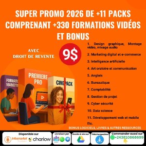 SUPER PROMO 2026 DE +11 PACKS COMPRENANT +330 FORMATIONS VIDEOS ET BONUS