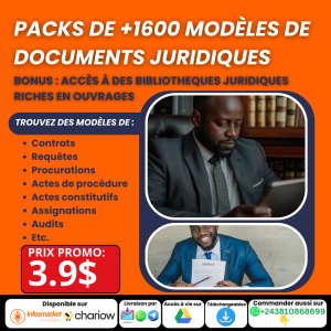 PACK DE +1600 MODÈLES DE DOCUMENTS JURIDIQUES + BIBLIOTHÈQUES BONUS AVEC DROIT DE REVENTE