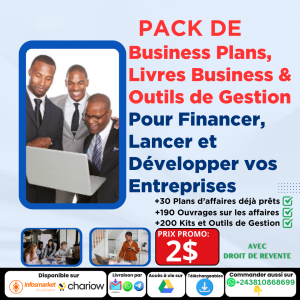 PACKS DE +30 MODELES DE PLANS D’AFFAIRES, +100 LIVRES SUR LES AFFAIRES ET +200 KITS AINSI QU’OUTILS DE GESTION AVEC DROIT DE REVENTE