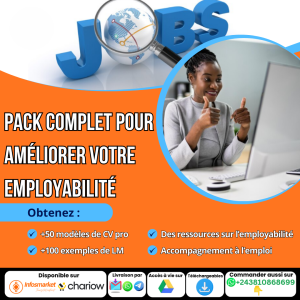 PACKS DE +50 MODELES DE CV PRO, +100 EXEMPLES DE LETTRES DE MOTIVATION ET DE RESSOURCES NÉCESSAIRES POUR BOOSTER VOTRE EMPLOYABILITÉ AVEC DROIT DE REVENTE