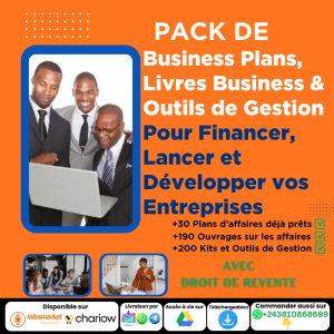 PACKS DE +30 MODELES DE PLANS D’AFFAIRES, +100 LIVRES SUR LES AFFAIRES ET +200 KITS AINSI QU’OUTILS DE GESTION AVEC DROIT DE REVENTE